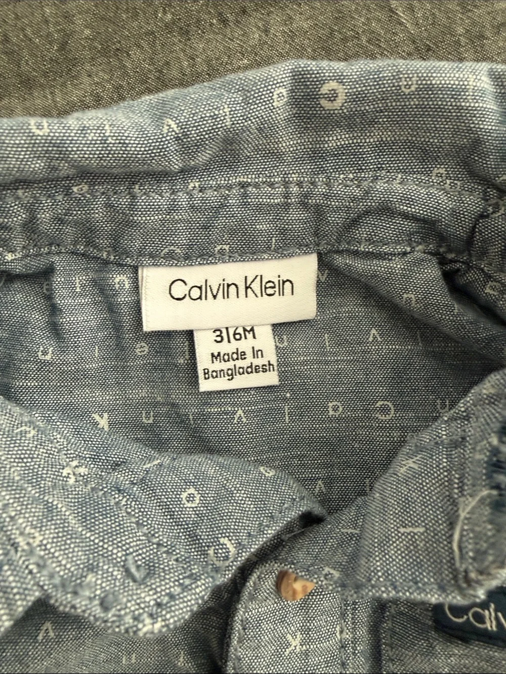 Calvin Klein Chambray Short Sleeve Baby Romper